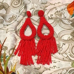 NWOT Red Fringe Earrings